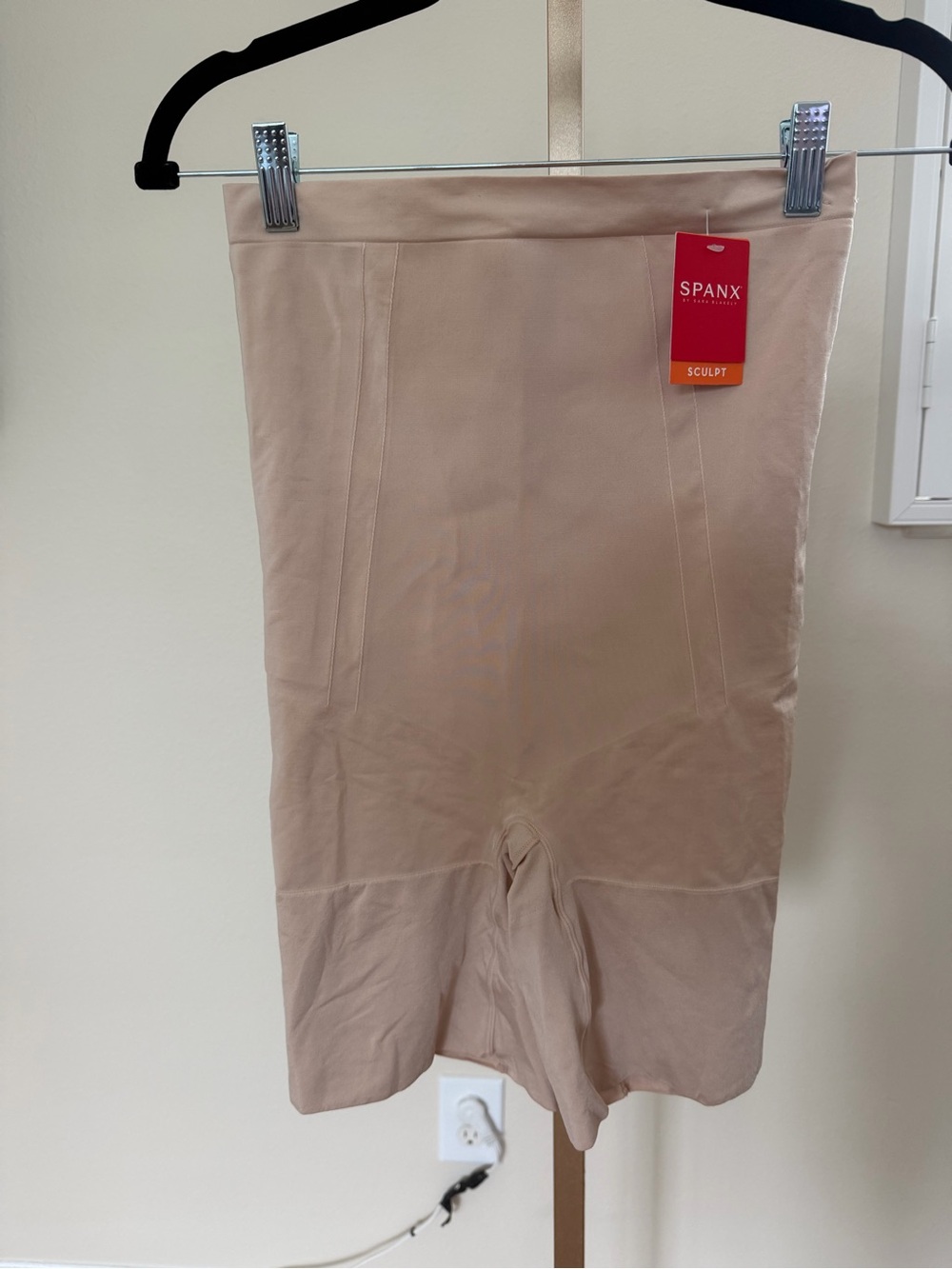 New with tags SPANX High-Waist Sculpting Shorts in Nude Beige